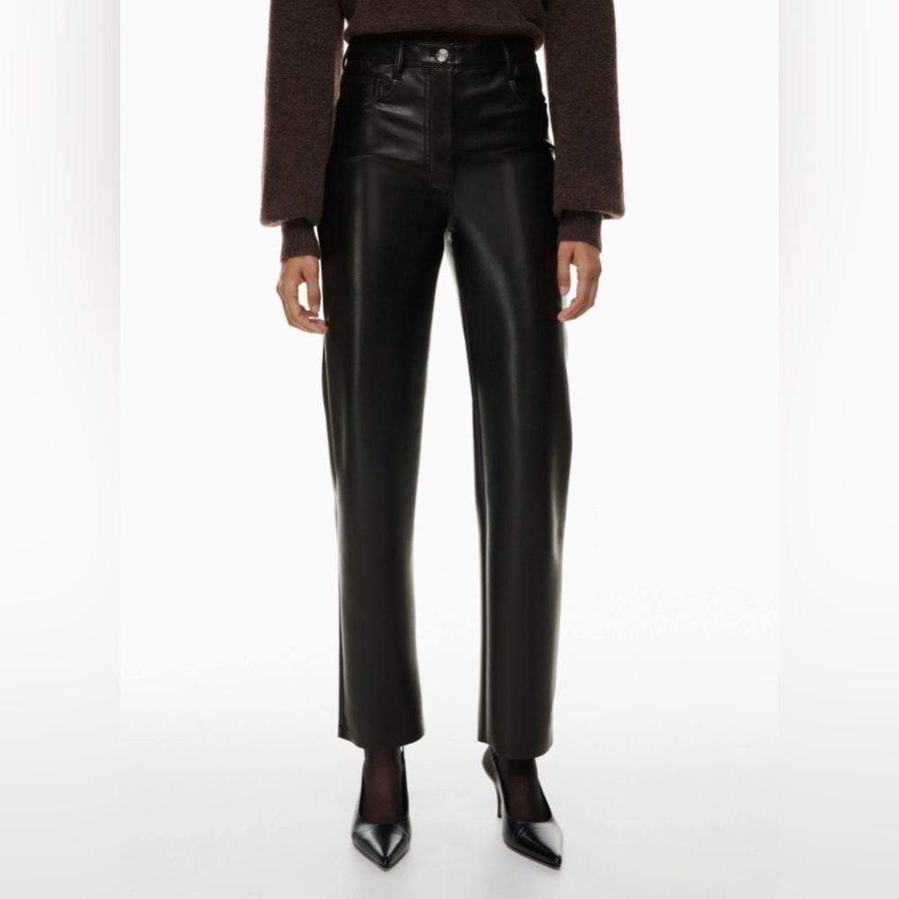 Aritzia Black Faux Leather High-Waisted Pants